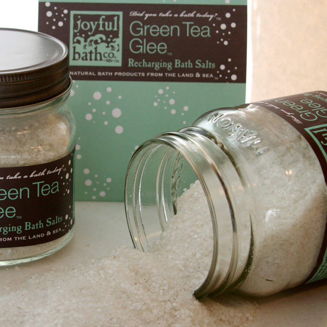 Green Tea Glee Bath Salts on the table