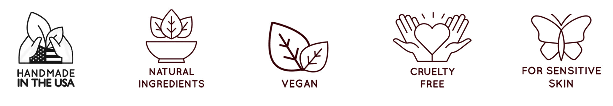 Badges: Handmade in the USA, Natural Ingredients, Vegan, Cruelty-free, For Sensitive Skin