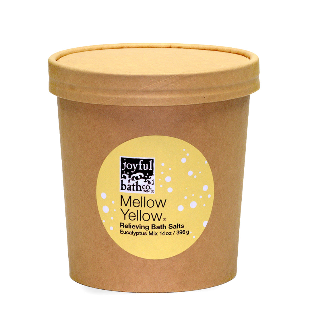 Mellow Yellow Relieving Bath Salts in brown kraft container