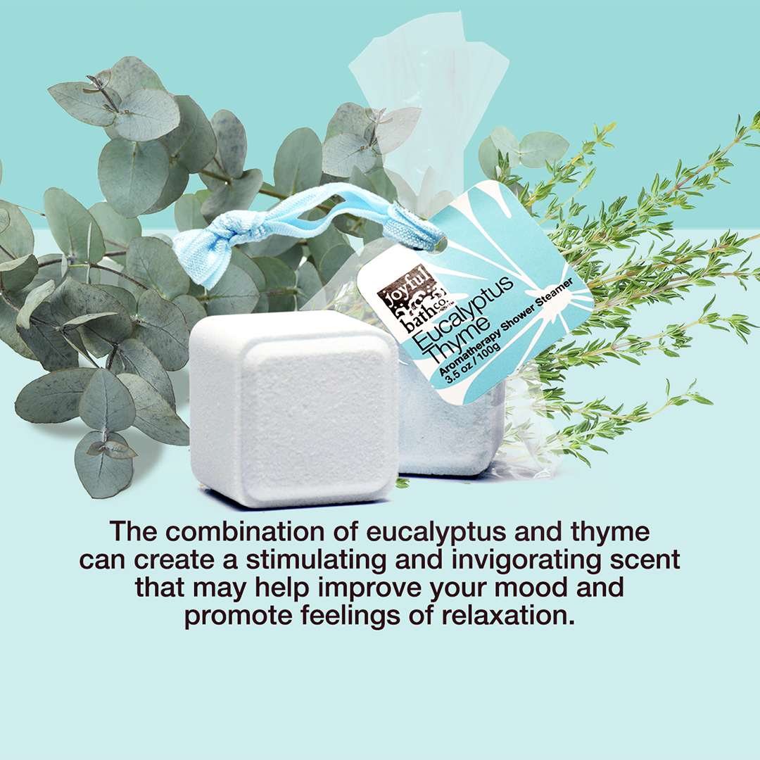 Eucalyptus Thyme Shower Steamers is a stimulating and invigorating scent